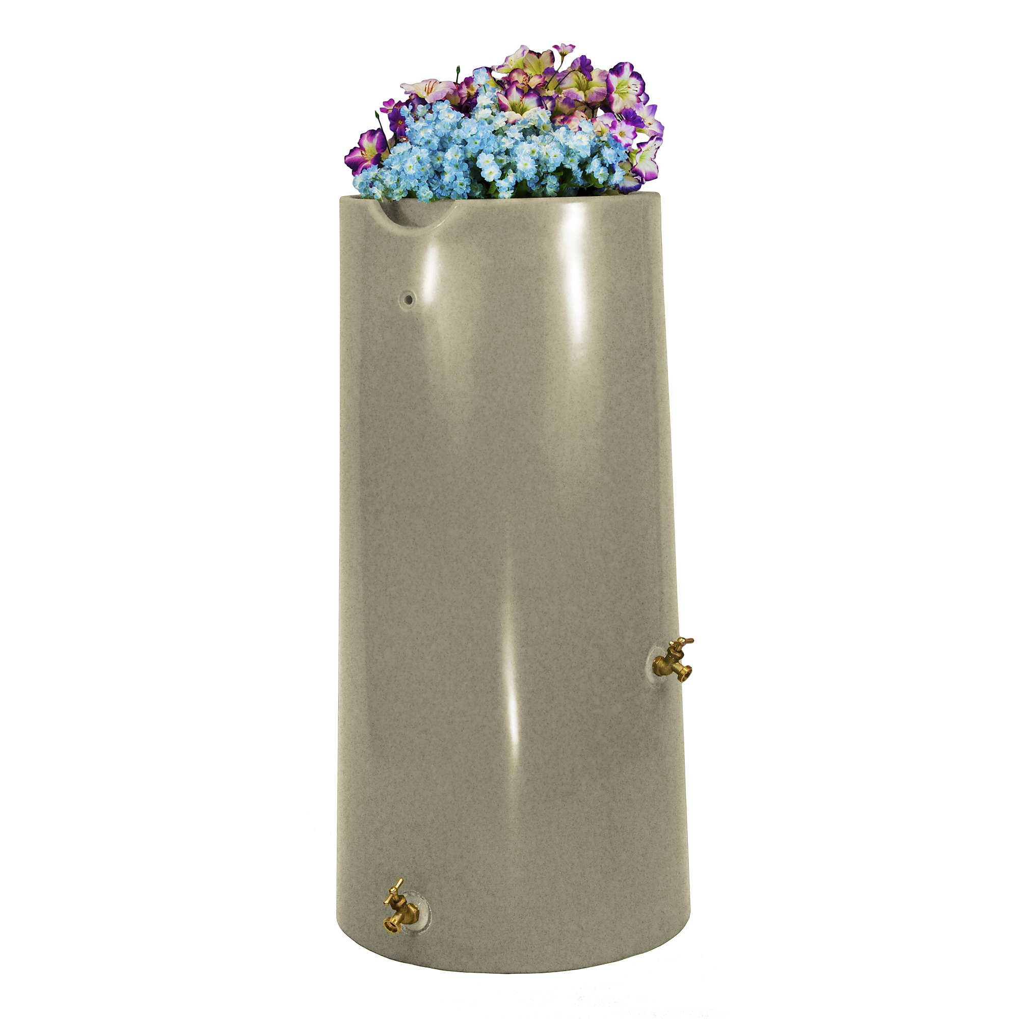 Good Ideas Impressions Reflections Rain Saver Barrel — 50 Gallon, Sandstone, Planter Top, Overflow Channel, Model# IMP-R50-SAN